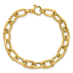 14K Polished 8mm Fancy and Twisted Oval Link 7.5 inch Bracelet