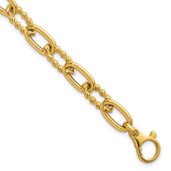 14K Polished 8mm Fancy and Twisted Oval Link 7.5 inch Bracelet
