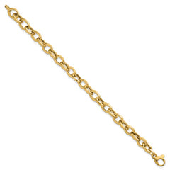 14k Polished 7.8mm Fancy Oval Cable Link 7.5 inch Bracelet