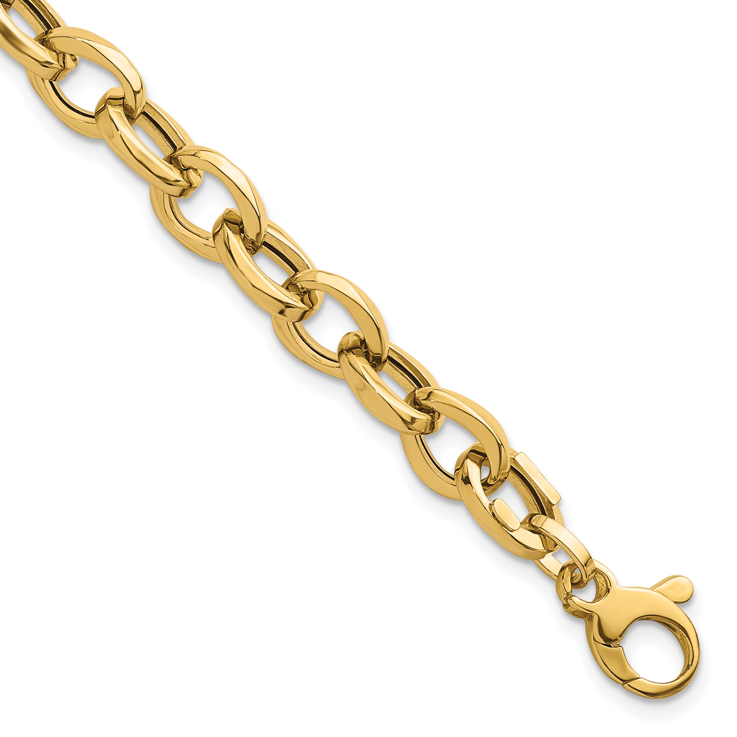 14k Polished 7.8mm Fancy Oval Cable Link 7.5 inch Bracelet Main image