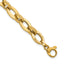 14K Polished and Textured Greek Key Etched 10mm Fancy Oval Link 7.75 inch Bracelet
