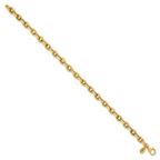 14k Polished and Textured 4.9mm Fancy Cable Link 7.5 inch Bracelet