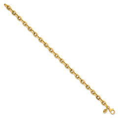 14k Polished and Textured 4.9mm Fancy Cable Link 7.5 inch Bracelet