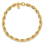 14k Polished and Textured 4.9mm Fancy Cable Link 7.5 inch Bracelet