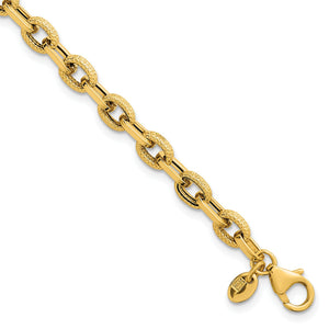 Fancy Cable Link Chain Bracelet in 14K Yellow Gold, 4.9mm, 7.5 Inch - Sophia Jewelers