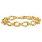 14k Polished 8.75mm Round and Oval Fancy Link 7.5 inch Bracelet