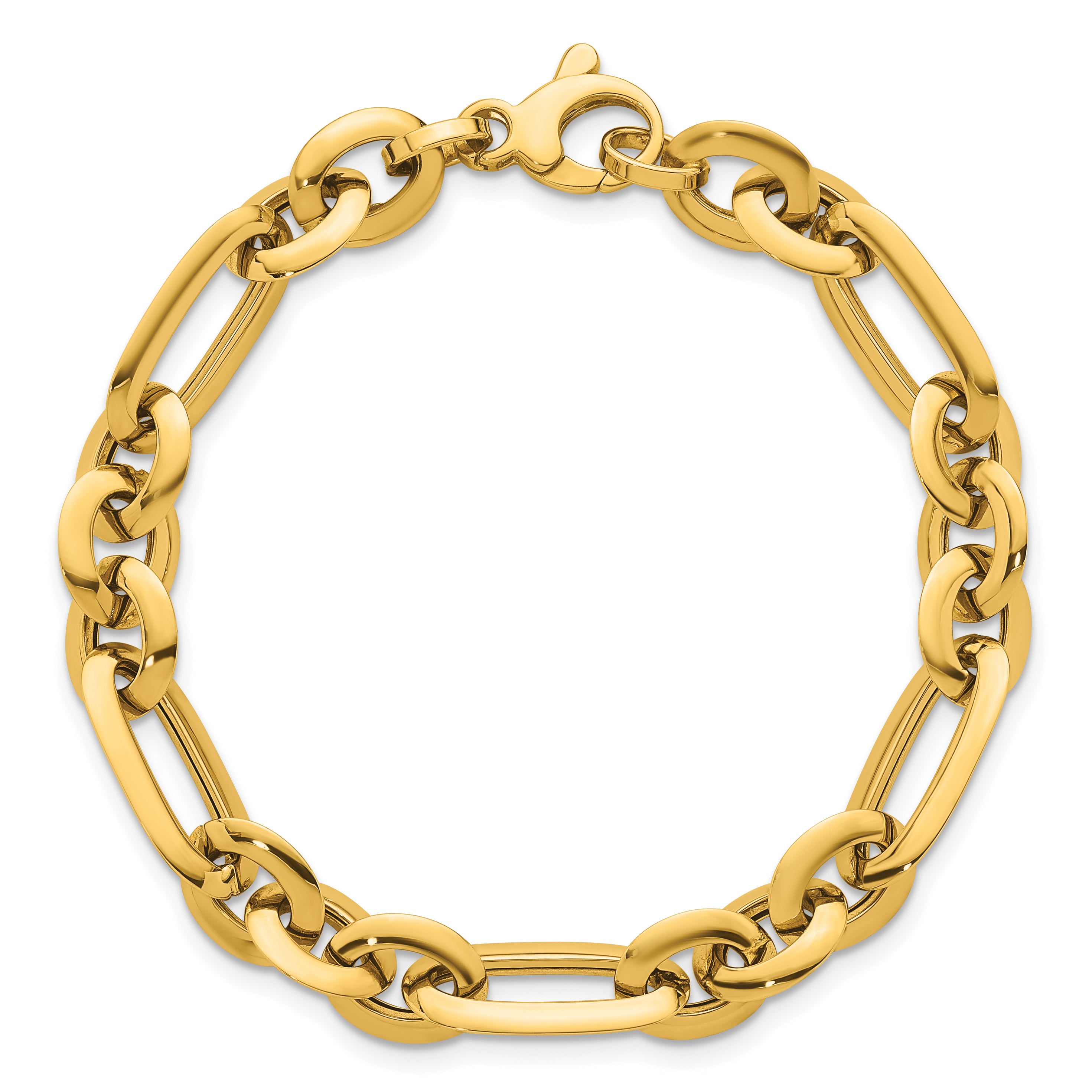14k Polished 7.75mm Long Knife Edge Link 7.5 inch Bracelet