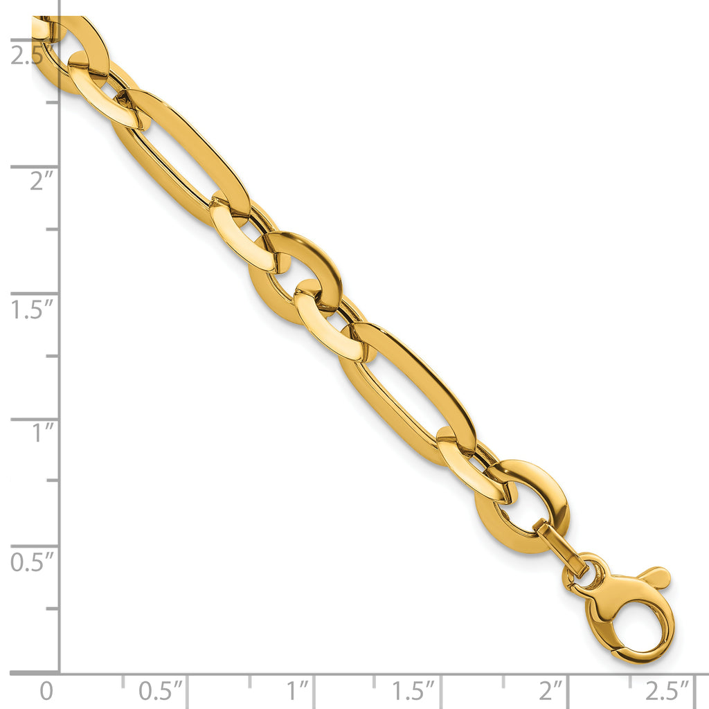 14k Polished 7.75mm Long Knife Edge Link 7.5 inch Bracelet
