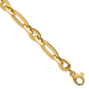 Long Knife Edge Link Bracelet in 14K Yellow Gold, 7.75mm, 7.5 Inch - Sophia Jewelers
