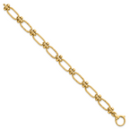14k Polished 9mm Lightweight Oval Textured Fancy Link 8 inch Bracelet