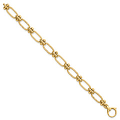 14k Polished 9mm Lightweight Oval Textured Fancy Link 8 inch Bracelet
