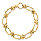 14k Polished 9mm Lightweight Oval Textured Fancy Link 8 inch Bracelet