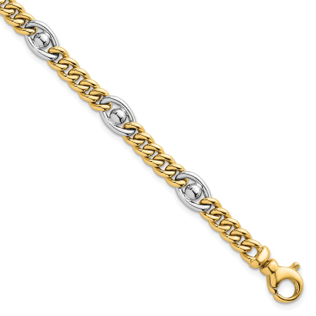 Fancy Curb/Anchor Bracelet in 14K Two-Tone Gold, 7.15mm, 7.5 Inch - Sophia Jewelers Main image