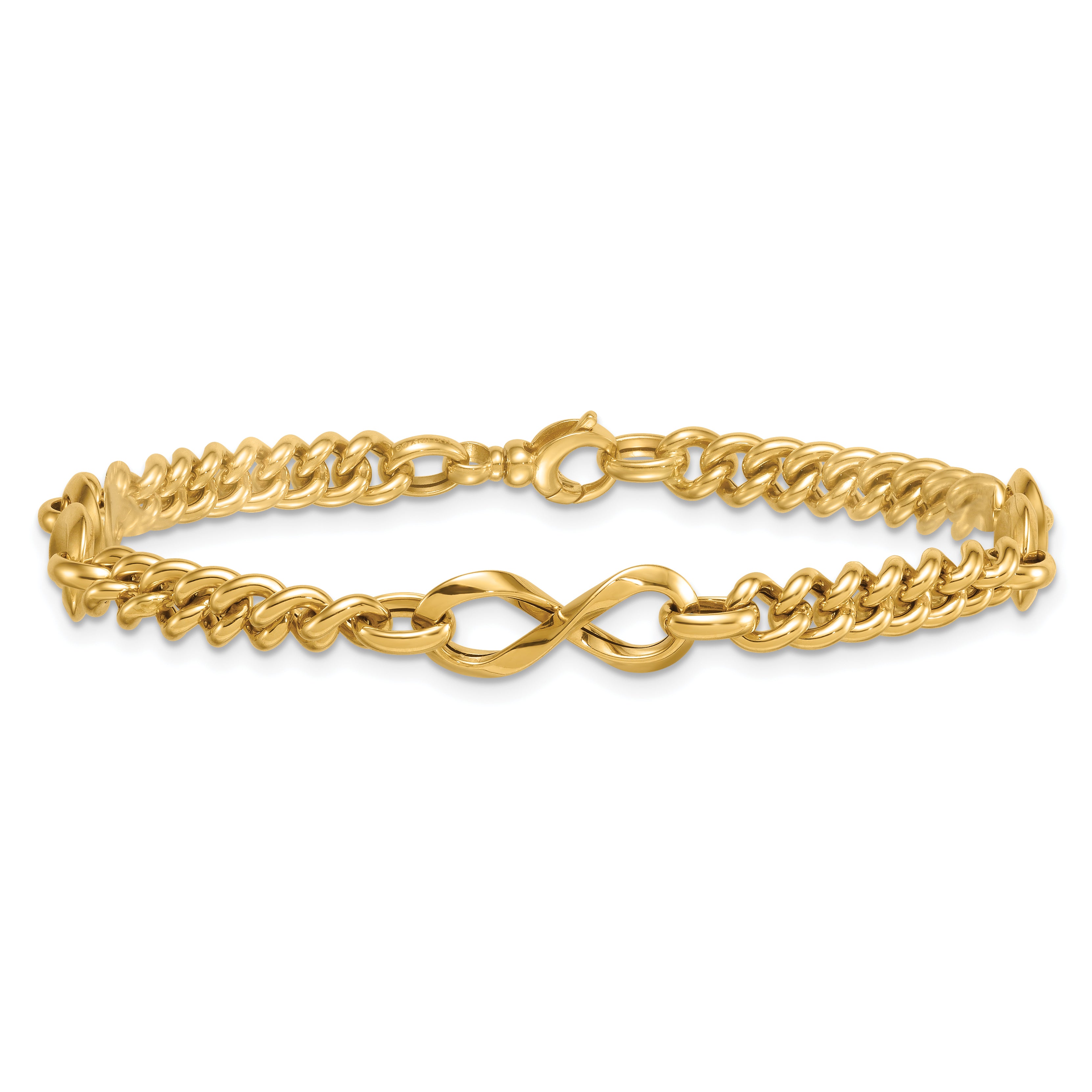 14k Polished 8mm Lightweight Fancy Infinity Link and Chain 8 inch Bracelet