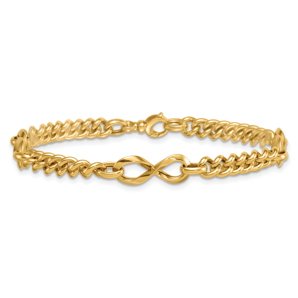 14k Polished 8mm Lightweight Fancy Infinity Link and Chain 8 inch Bracelet