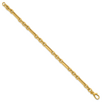 14k Polished and Textured 4.9mm Oval and Round Link 7.5 inch Bracelet