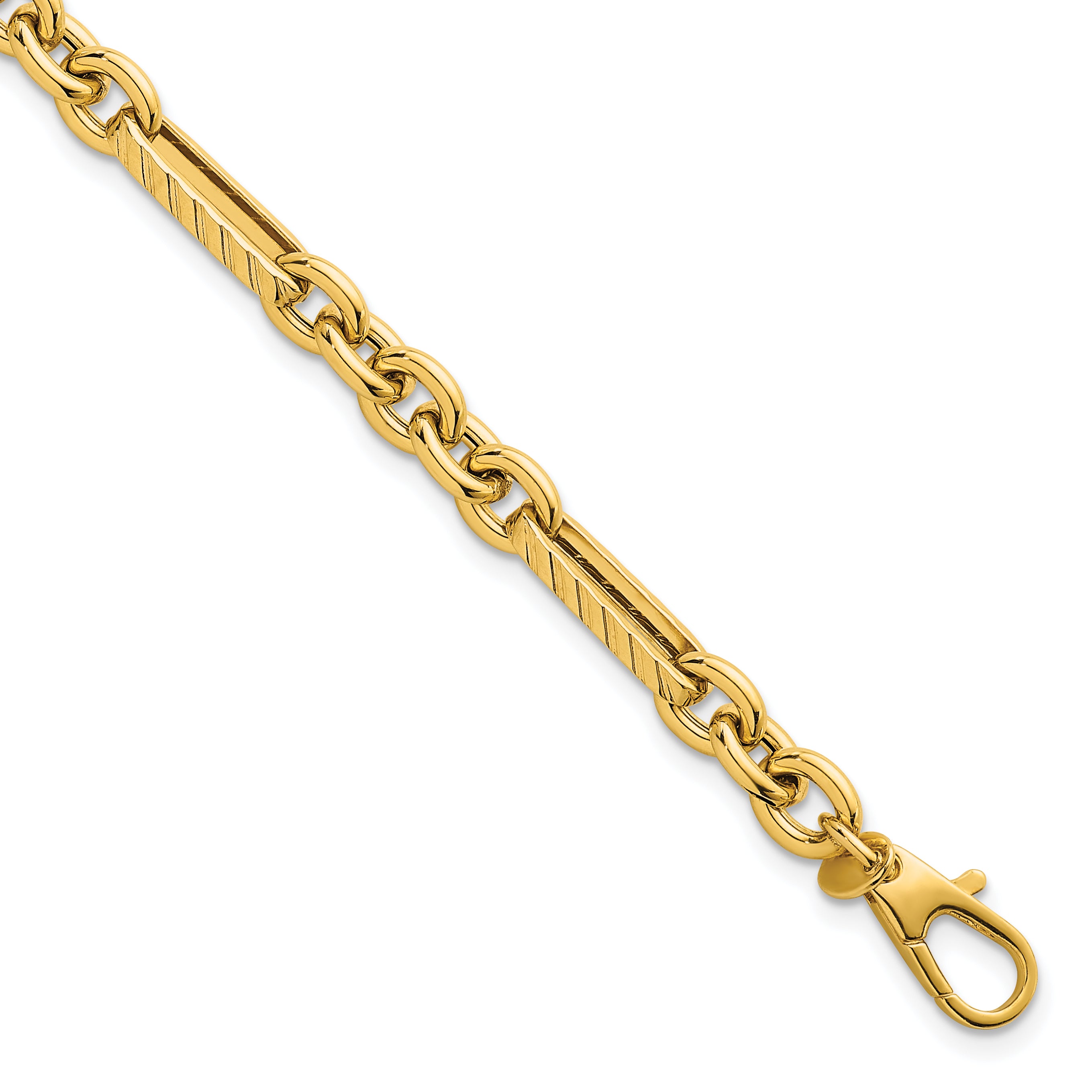 14k Polished and Textured 4.9mm Oval and Round Link 7.5 inch Bracelet Main image