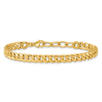 14k Polished 6.5mm Flat Curb Chain 7.5 inch Bracelet Plus 1 inch Extender