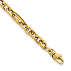 14k Polished 5.7mm Oval and Anchor Link 7.5 inch Bracelet