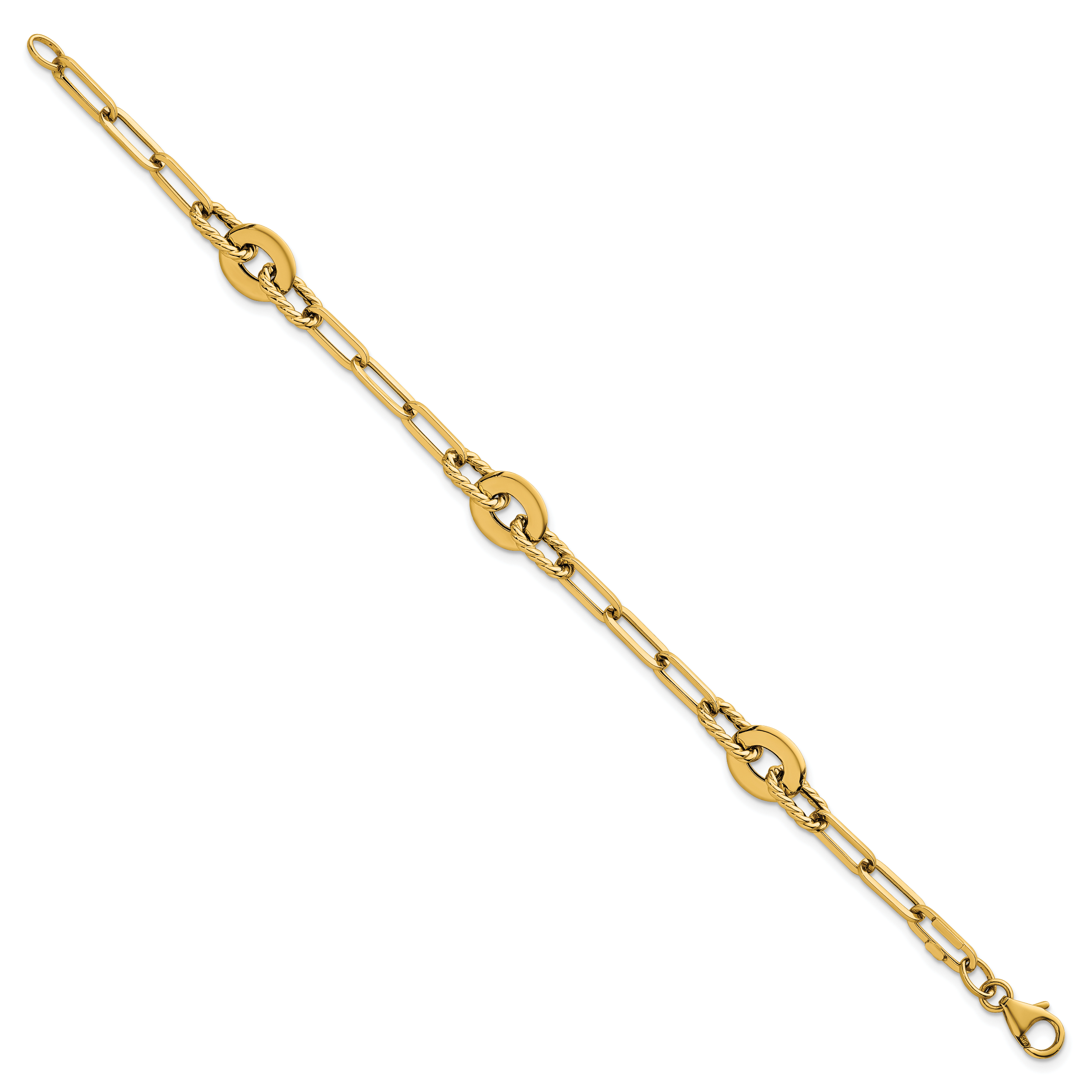 14k Polished and Twisted 9.2mm Open Link 7.5 inch Bracelet Secondary image
