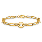 14k Polished and Twisted 9.2mm Open Link 7.5 inch Bracelet