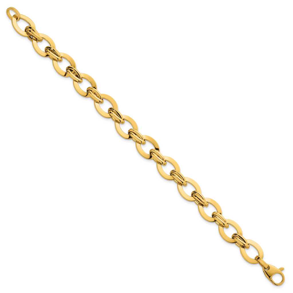 14k Polished 10.8mm Lightweight Oval Fancy Link 7.75 inch Bracelet