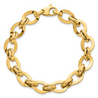 14k Polished 10.8mm Lightweight Oval Fancy Link 7.75 inch Bracelet