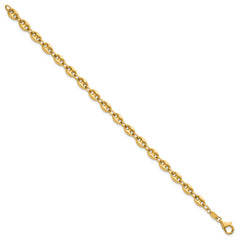 14K Polished 5.6mm Puffed Anchor/Mariner Link 7.5 inch Bracelet