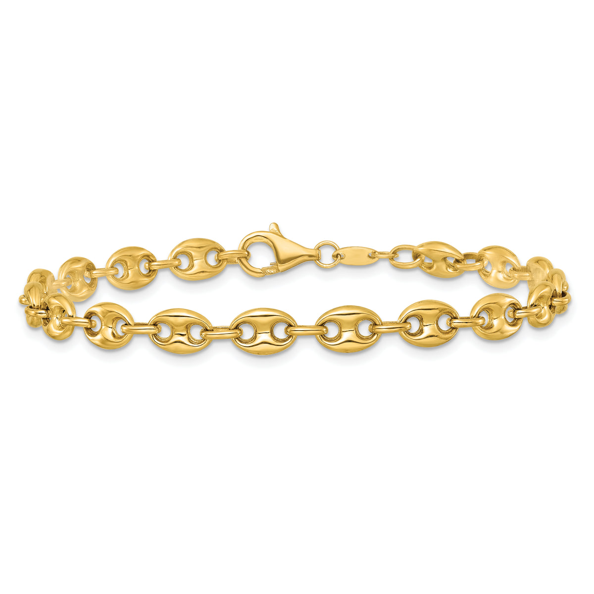 14K Polished 5.6mm Puffed Anchor/Mariner Link 7.5 inch Bracelet