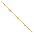 14K Polished and Textured 10.6mm Greek Key Etched Link 7.25 inch Bracelet Plus 1 inch Extender