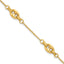 14K Polished and Textured 10.6mm Greek Key Etched Link 7.25 inch Bracelet Plus 1 inch Extender