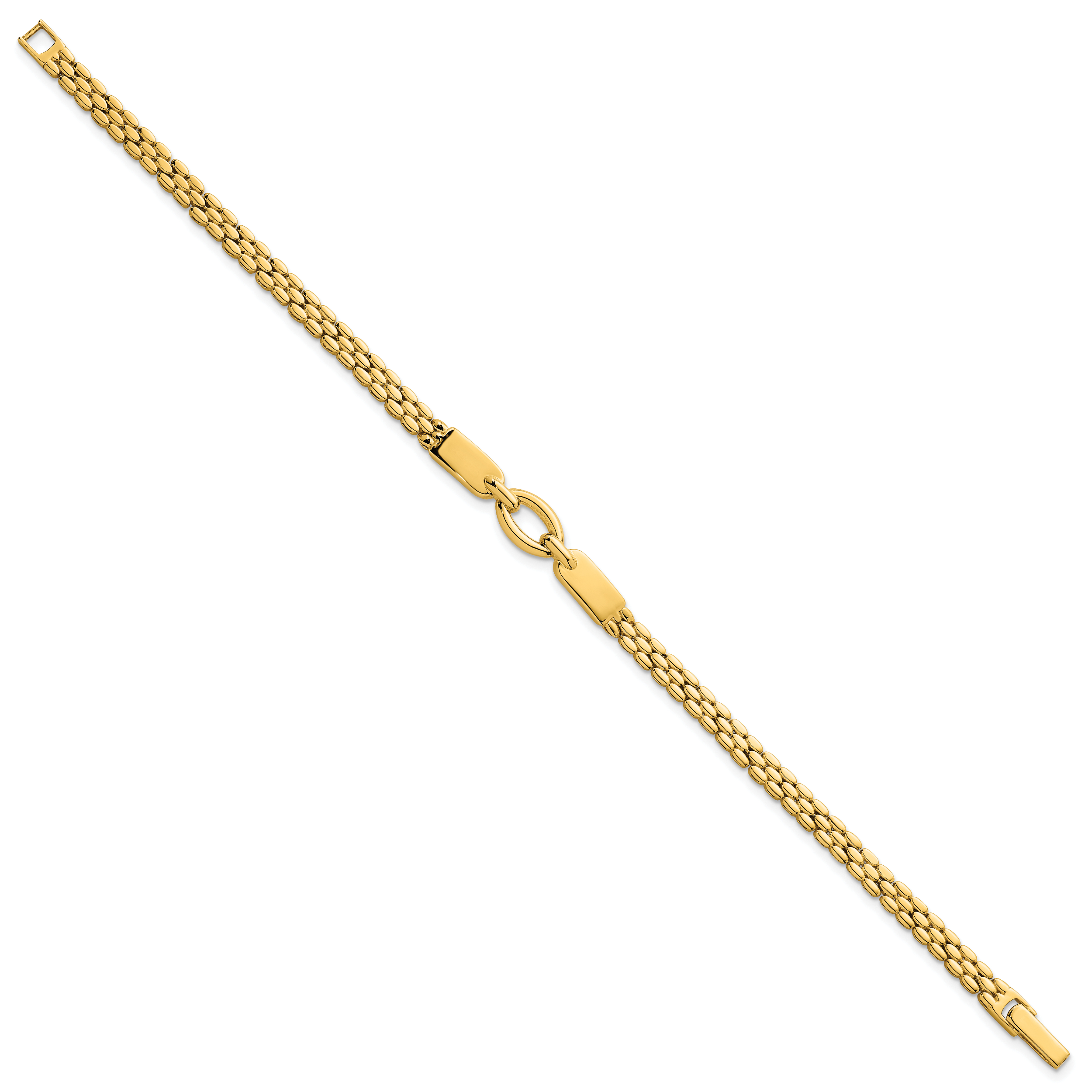14k Polished Fancy Oval Center 7.5 inch Brick Link Bracelet Secondary image