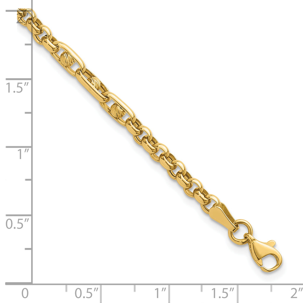 14k Polished and Diamond-cut 3.9mm Fancy Link 7.5 inch Bracelet