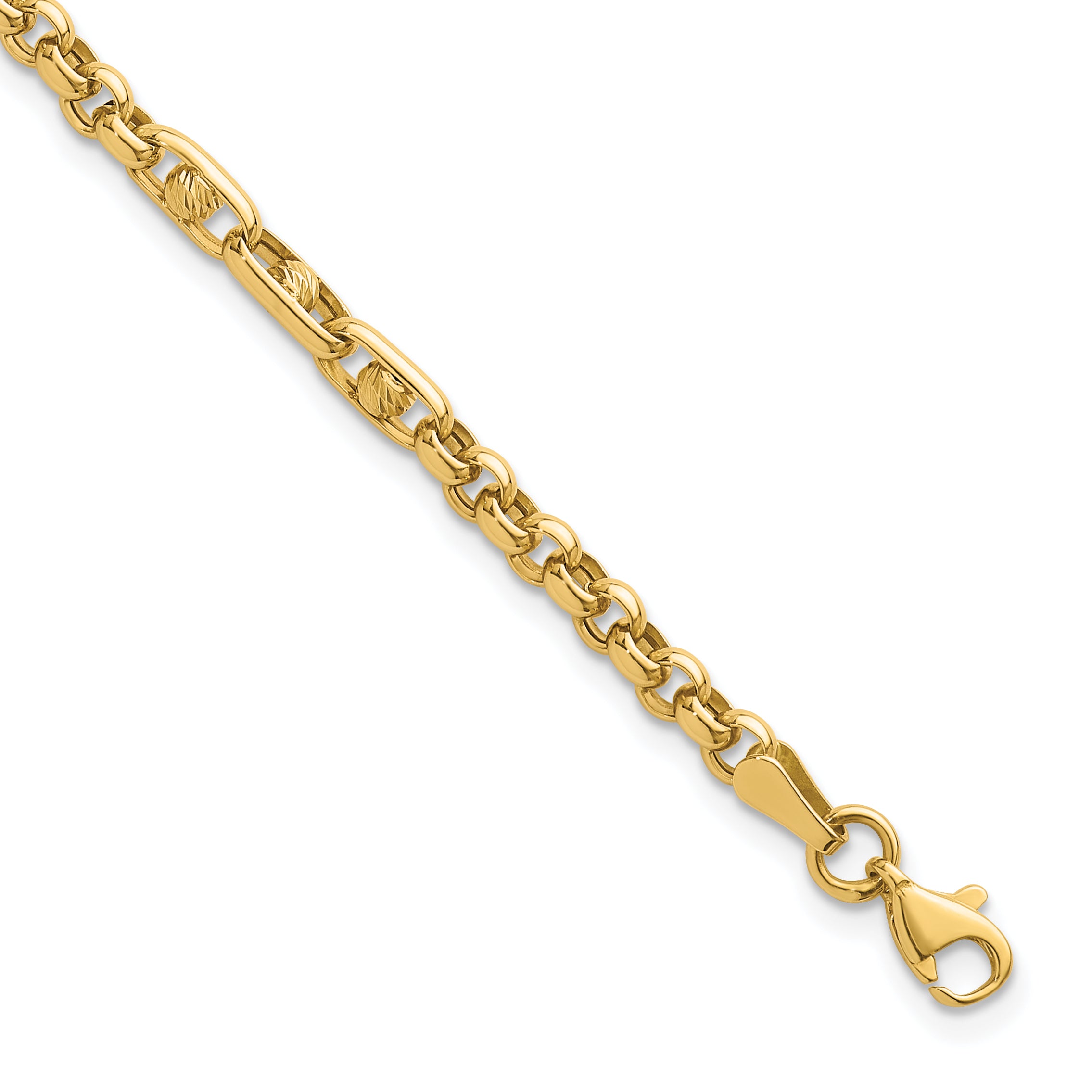 14k Polished and Diamond-cut 3.9mm Fancy Link 7.5 inch Bracelet Main image