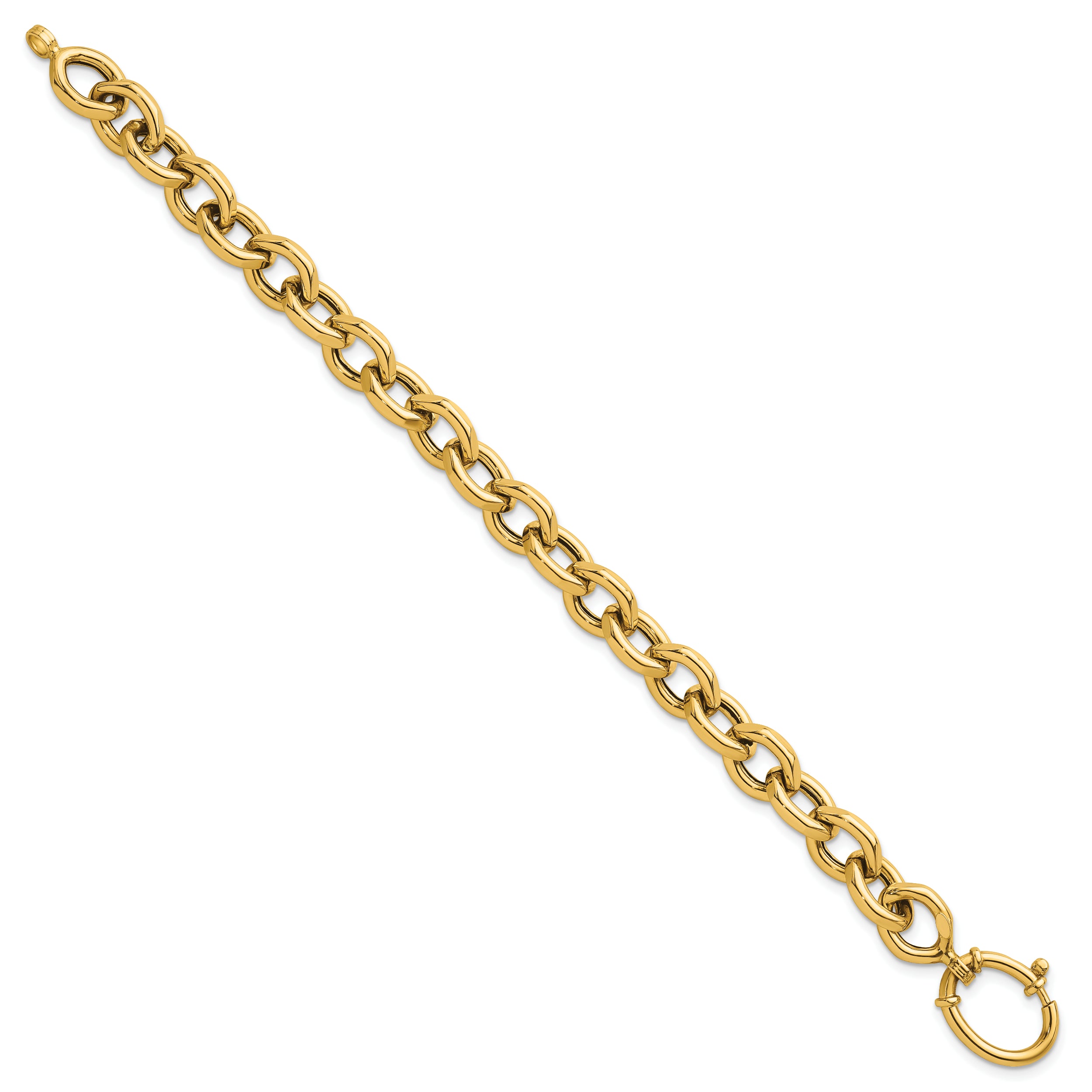 14k Polished 9mm Fancy Cable Link 7.25 inch Bracelet