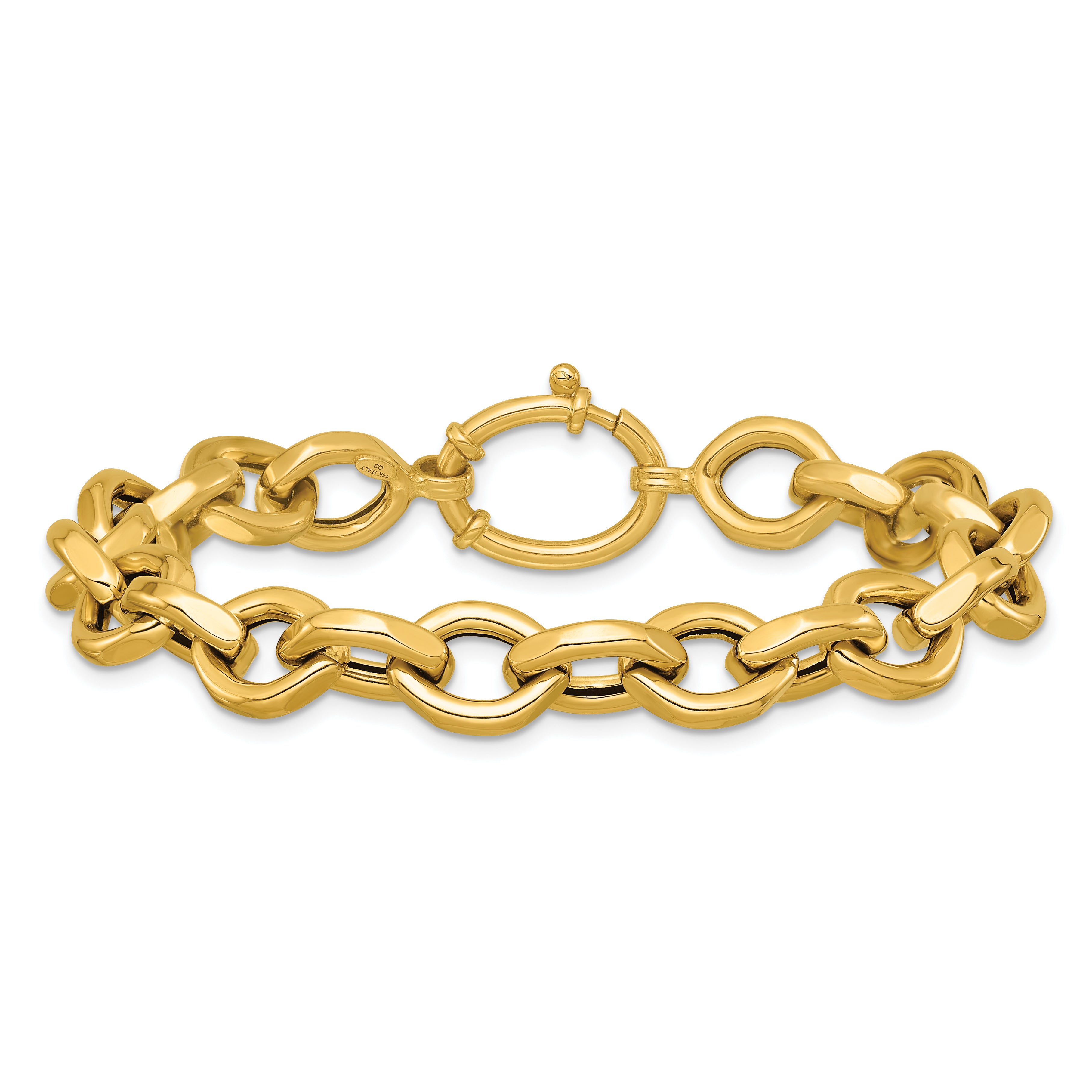 14k Polished 9mm Fancy Cable Link 7.25 inch Bracelet