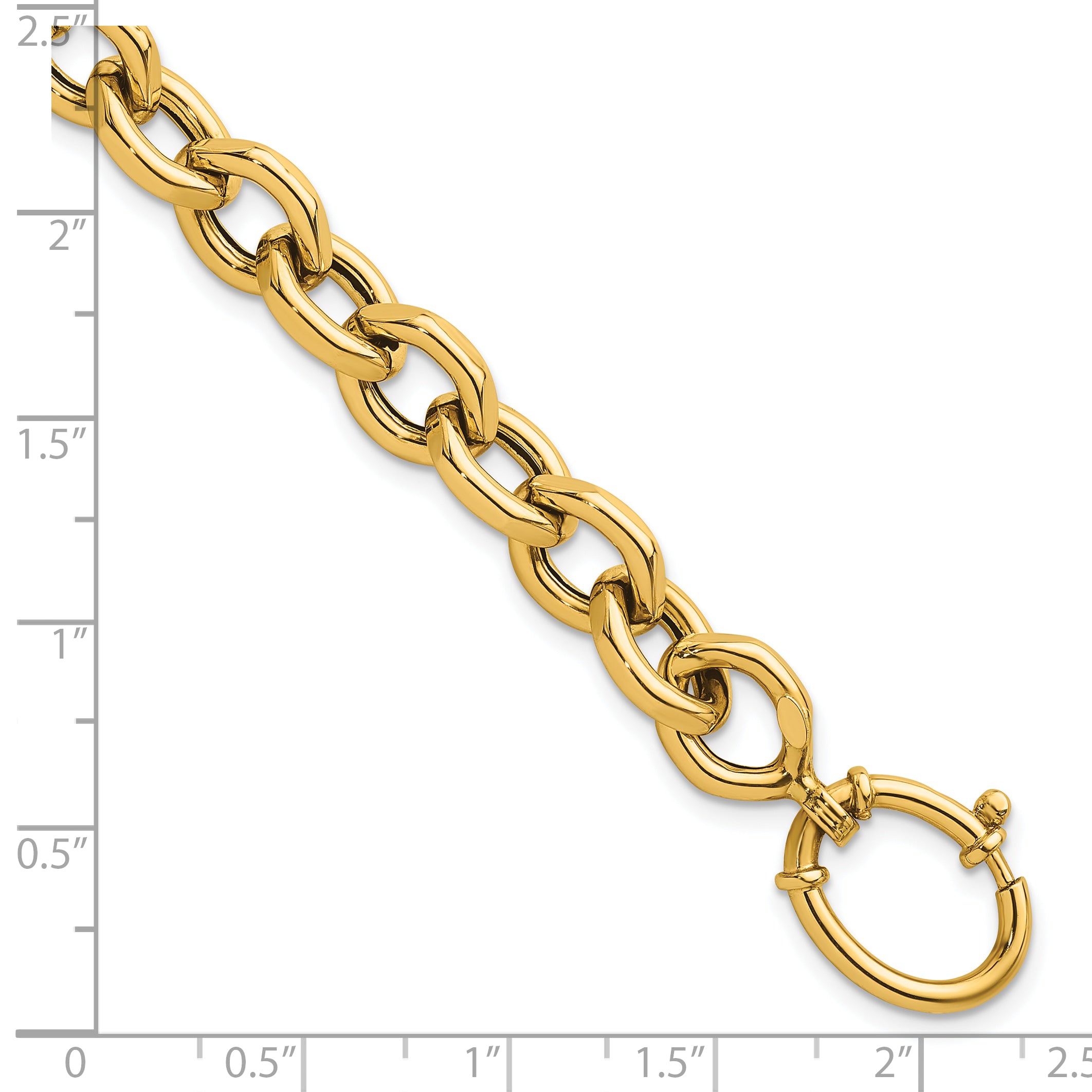 14k Polished 9mm Fancy Cable Link 7.25 inch Bracelet