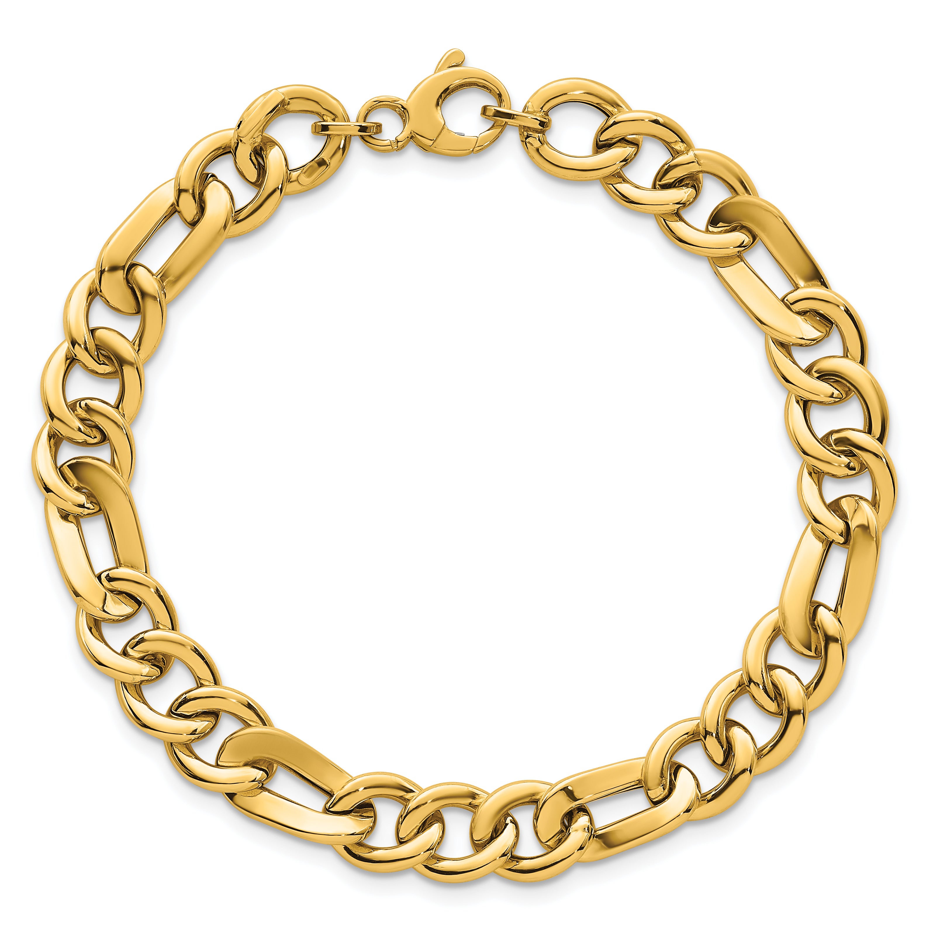14k Polished 8.3mm Fancy Figaro Link 7.5 inch Bracelet