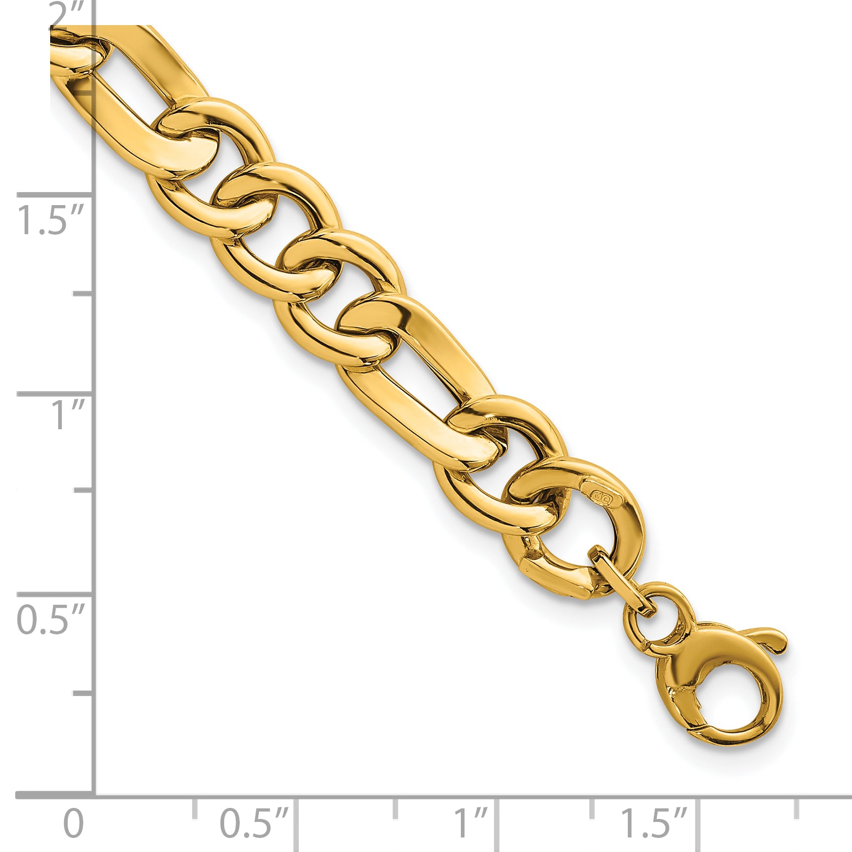 14k Polished 8.3mm Fancy Figaro Link 7.5 inch Bracelet
