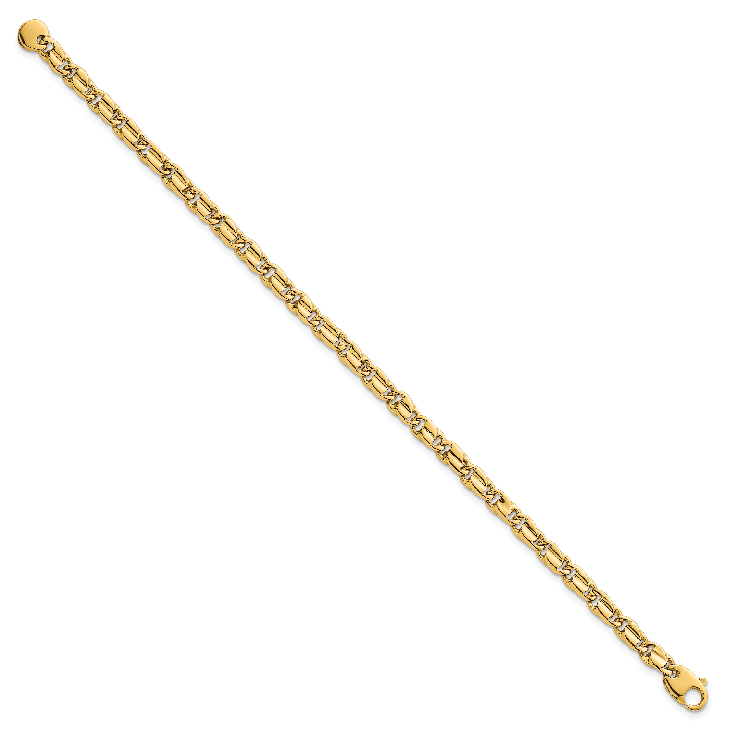 14k Polished 4.5mm Fancy Flat Link 7.25 inch Bracelet