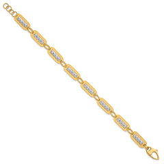 14K Two-Tone Polished Diamond-cut Bead 7.25 inch Bracelet Plus 0.5 inch Extender