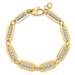 14K Two-Tone Polished Diamond-cut Bead 7.25 inch Bracelet Plus 0.5 inch Extender