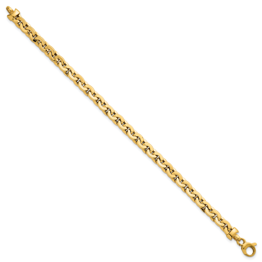 14K Polished 5.75mm Fancy Cable Link 7.5 Inch Bracelet