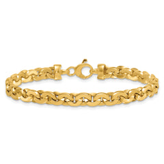 14K Polished 5.75mm Fancy Cable Link 7.5 Inch Bracelet