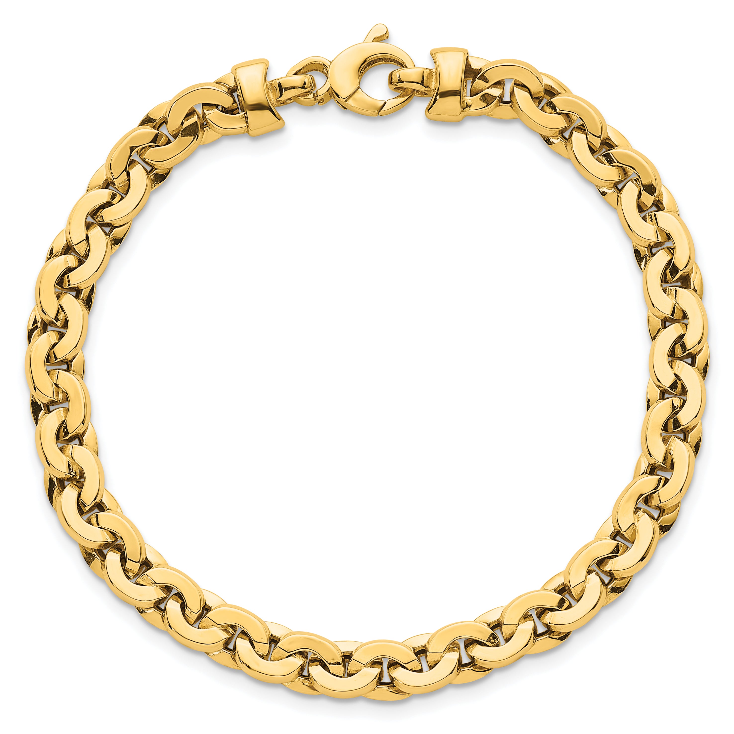 14K Polished 5.75mm Fancy Cable Link 7.5 Inch Bracelet