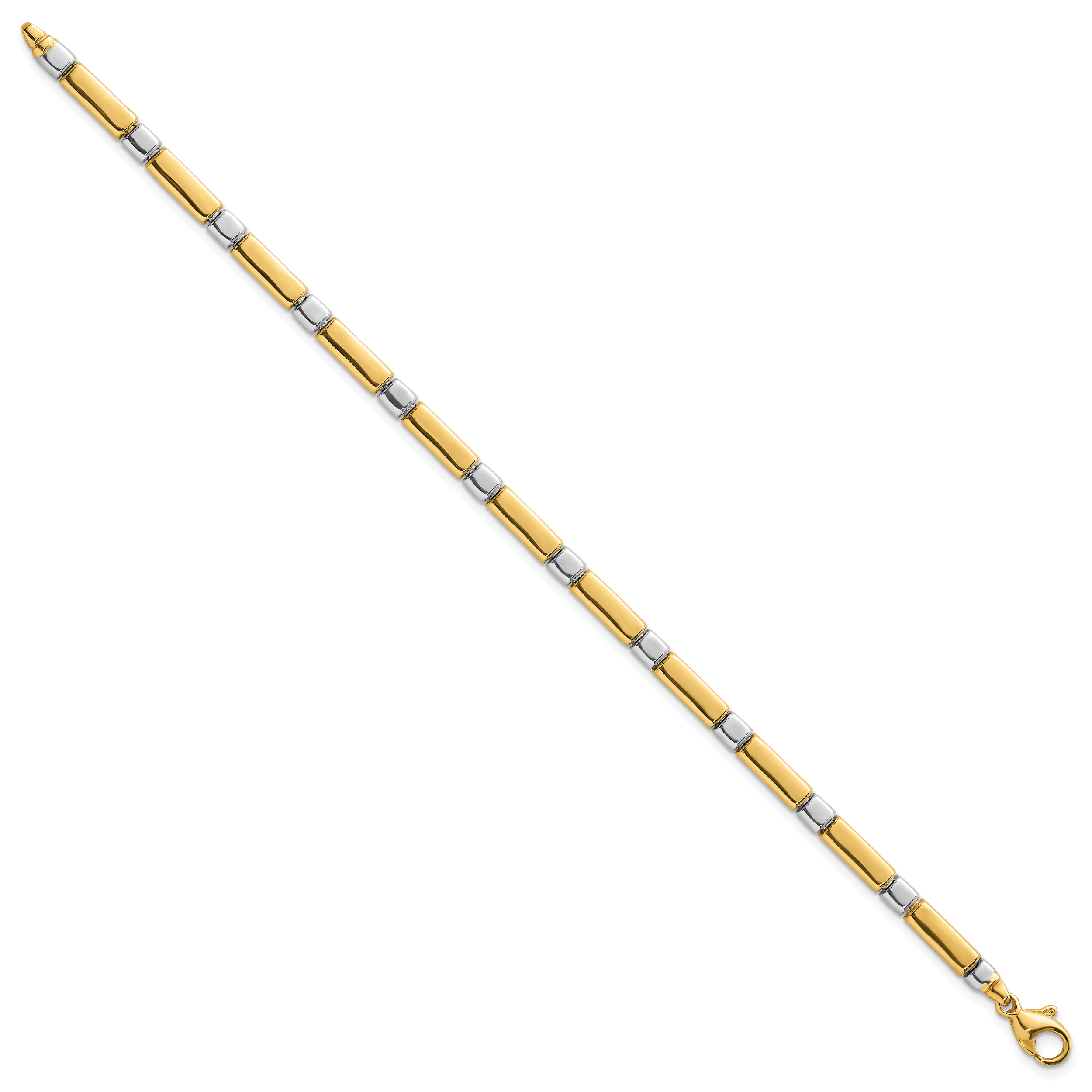 14k Two Tone Polished 4mm Fancy Bar Link 7.5 inch Bracelet Secondary image