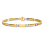 14k Two Tone Polished 4mm Fancy Bar Link 7.5 inch Bracelet