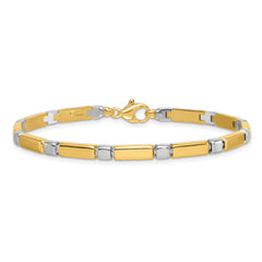 14k Two Tone Polished 4mm Fancy Bar Link 7.5 inch Bracelet