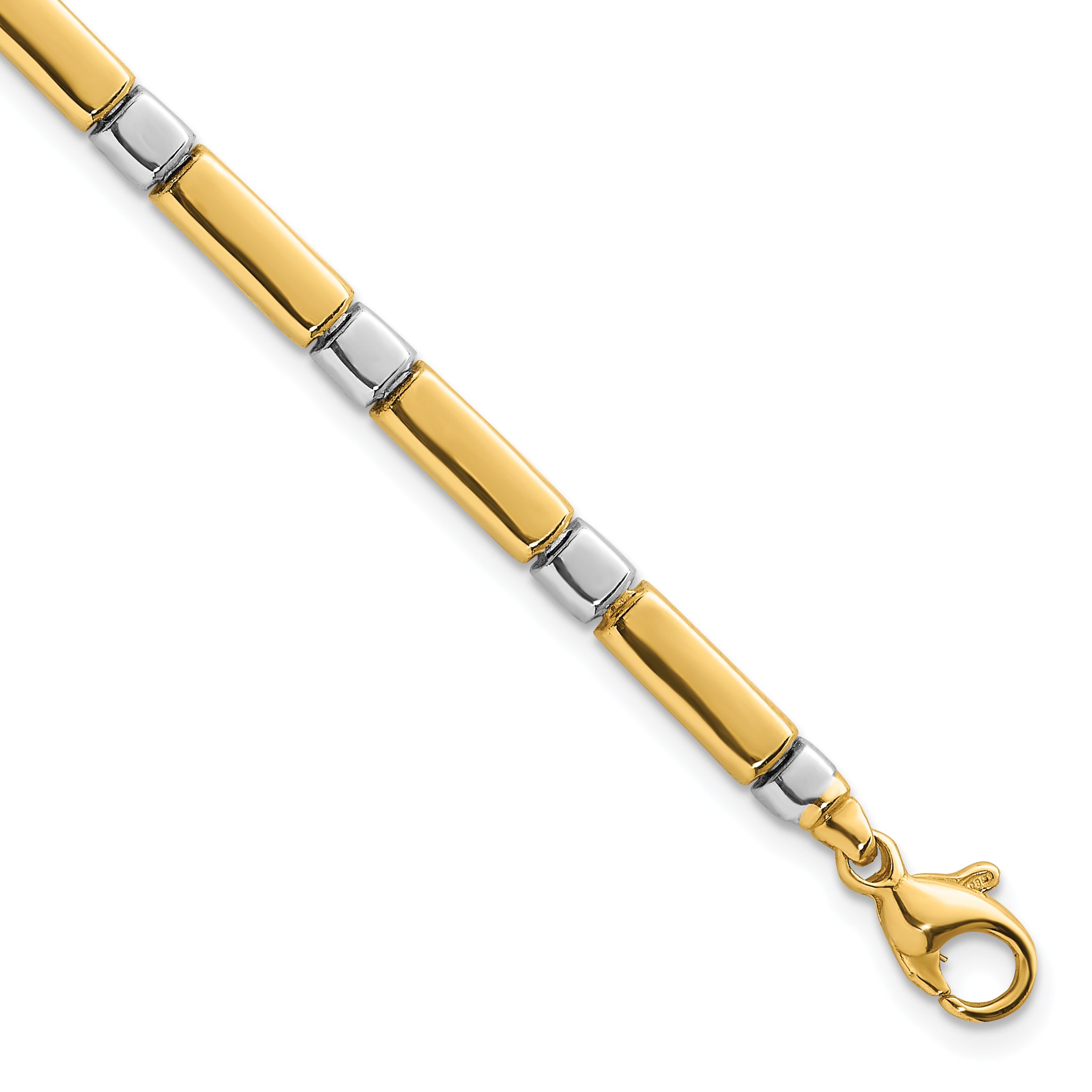 14k Two Tone Polished 4mm Fancy Bar Link 7.5 inch Bracelet Main image