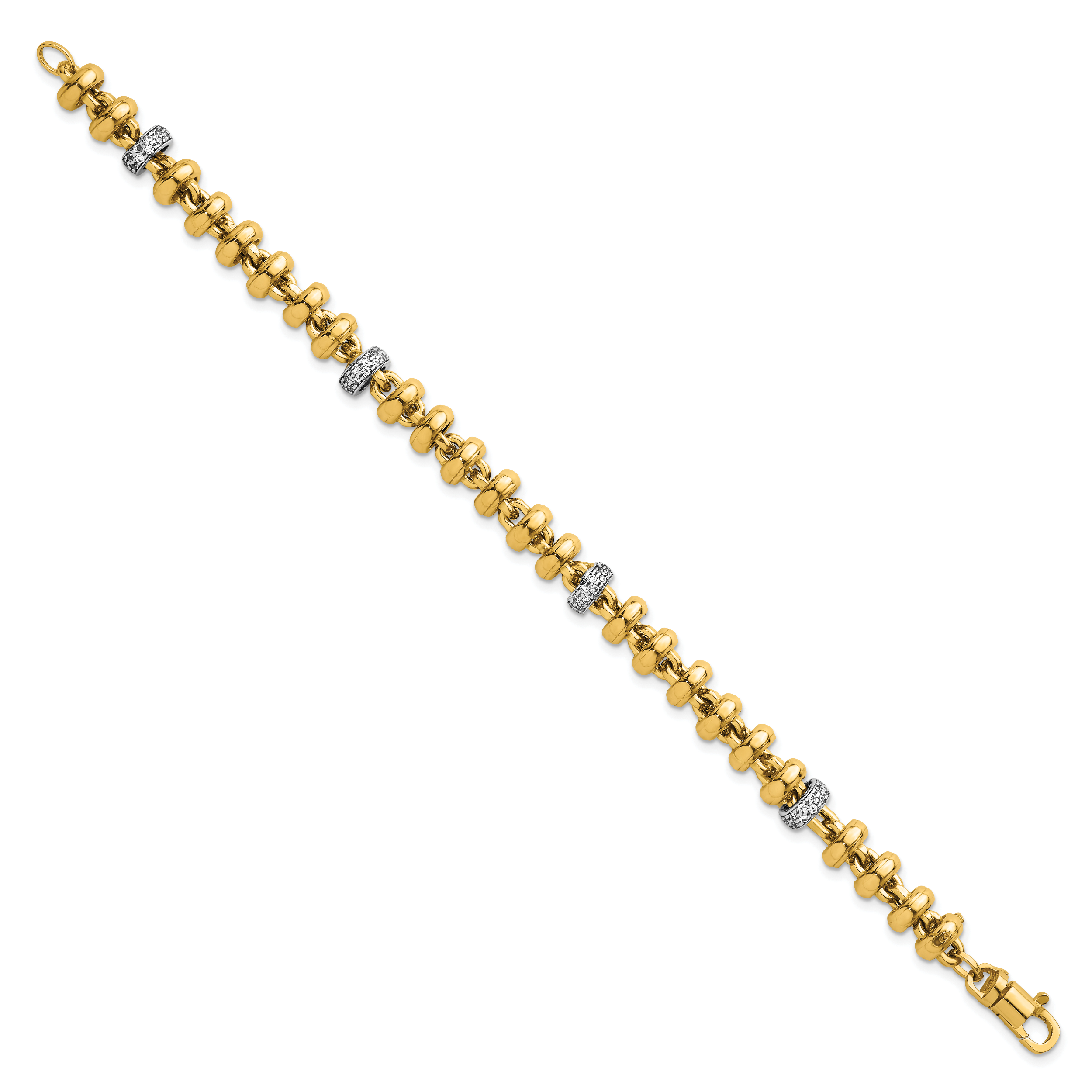 14k Two-tone Polished Fancy Link CZ 7.5 inch Bracelet